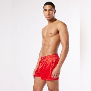 SAVAGE X FENTY SATIN BOXERS RED underwear shorts